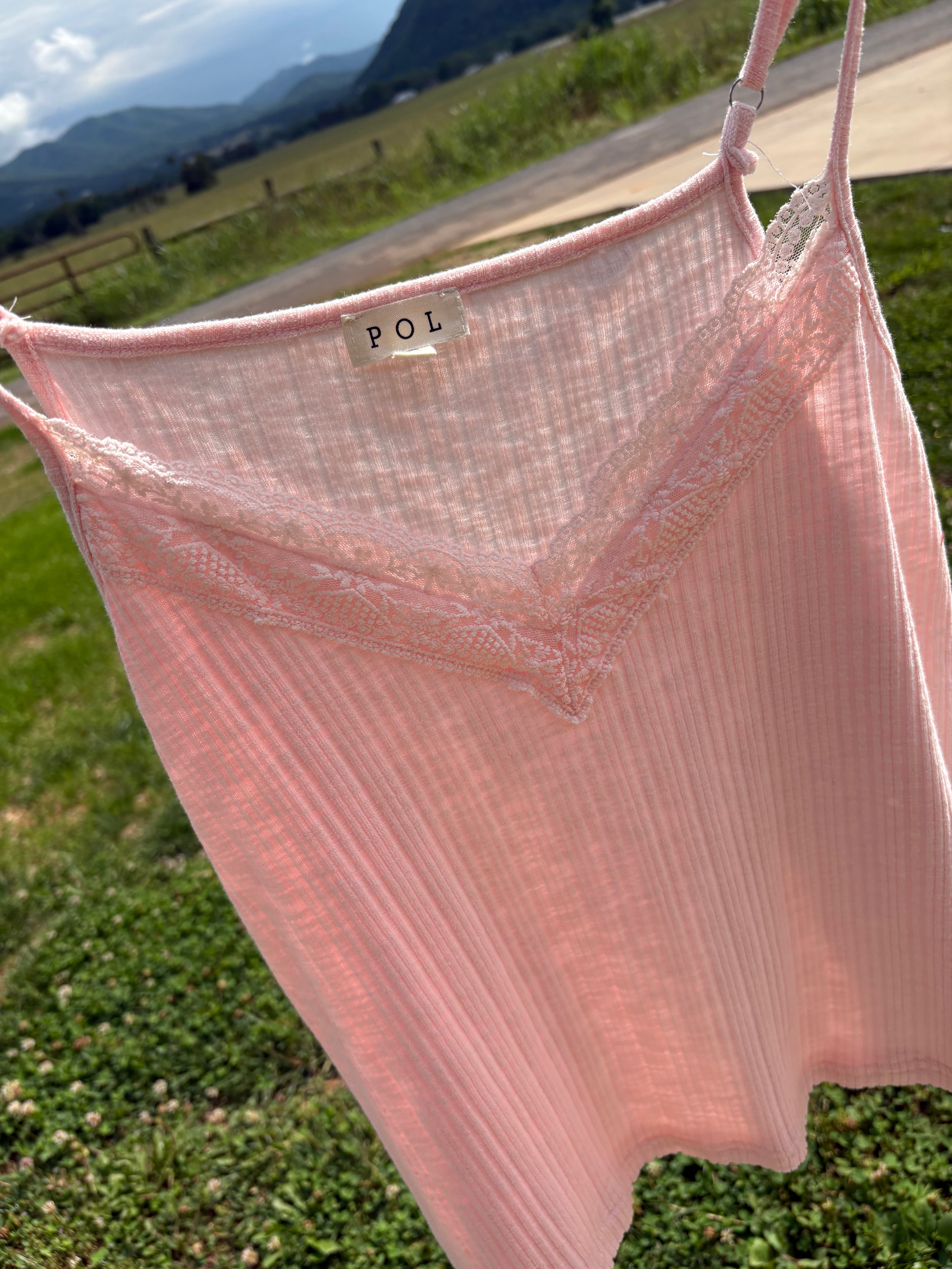 Relaxed Fit Lace Tank Top