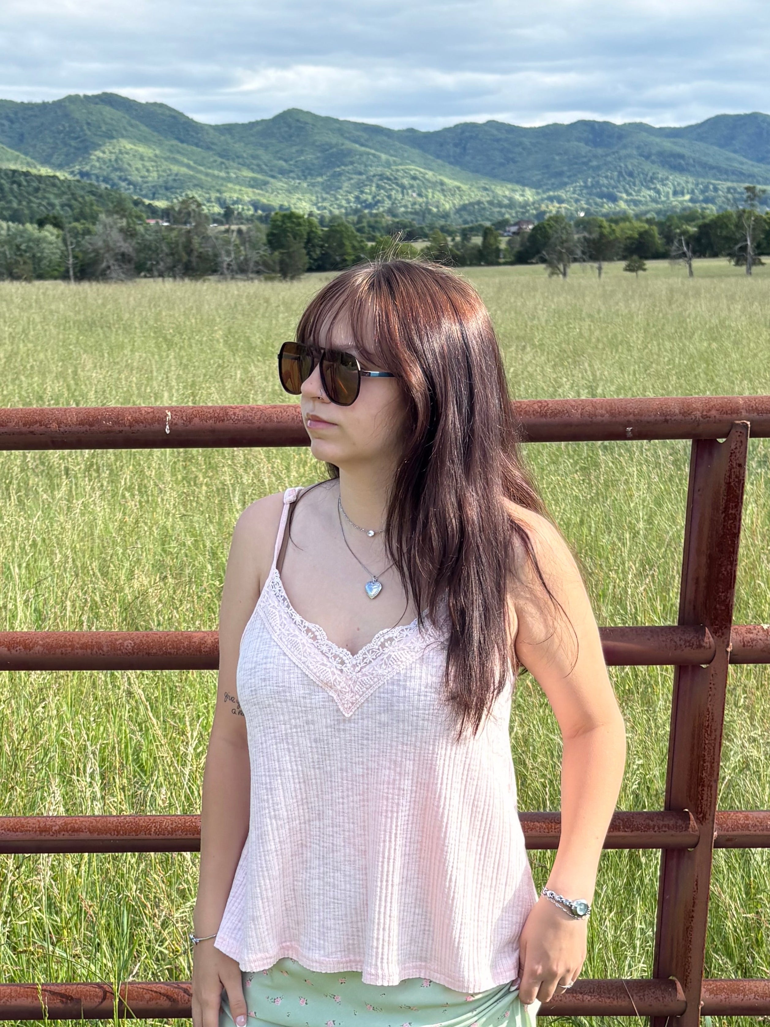 Relaxed Fit Lace Tank Top