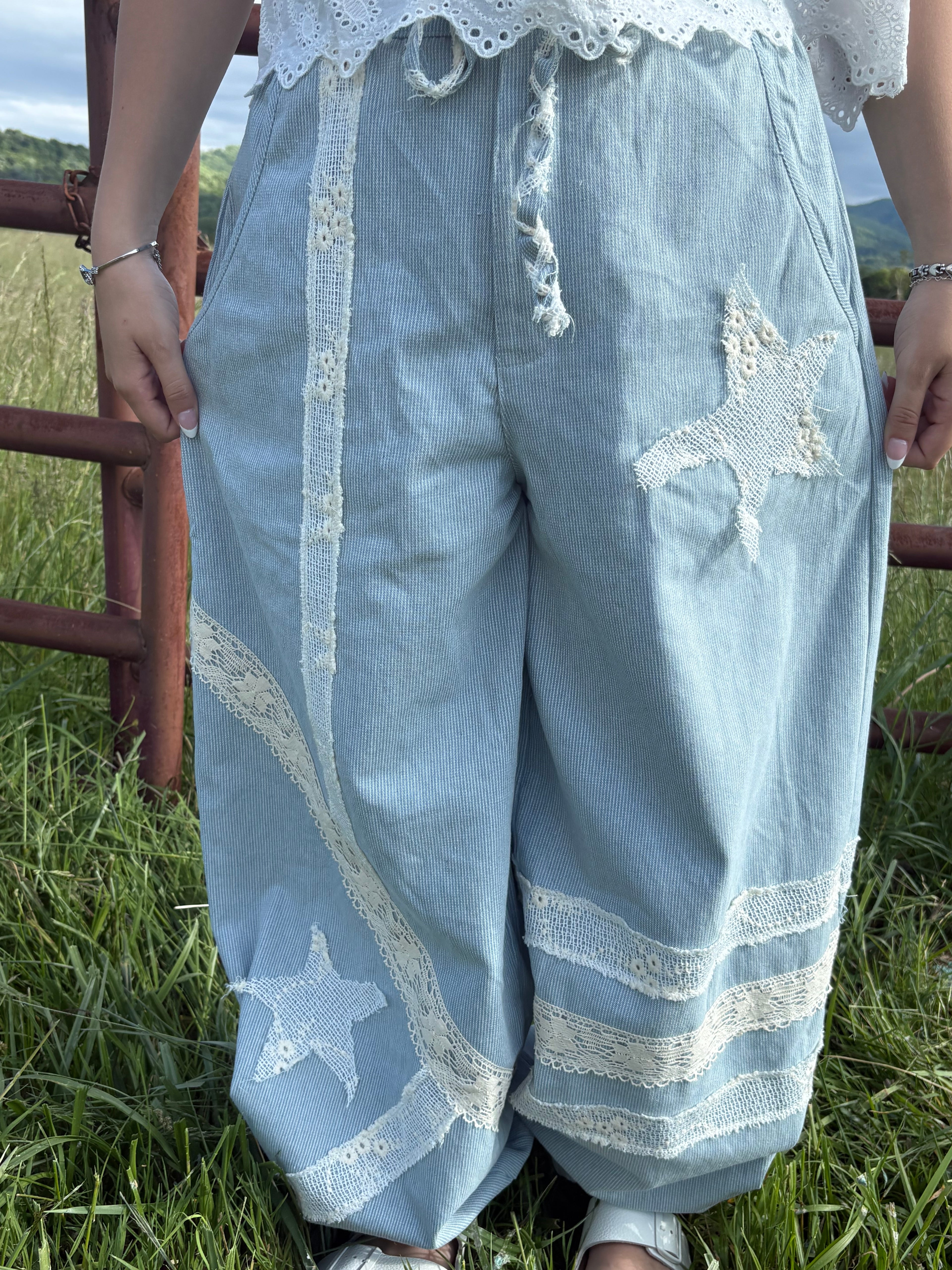 Striped Denim Joggers